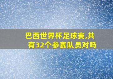 巴西世界杯足球赛,共有32个参赛队员对吗