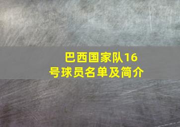 巴西国家队16号球员名单及简介