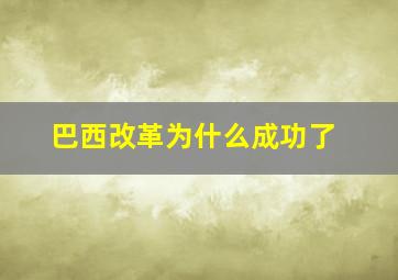 巴西改革为什么成功了