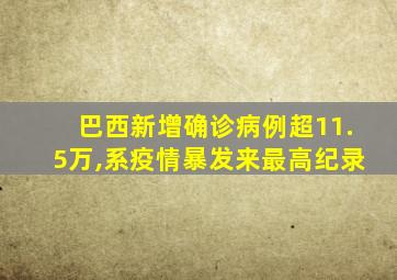 巴西新增确诊病例超11.5万,系疫情暴发来最高纪录