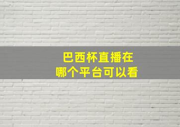 巴西杯直播在哪个平台可以看