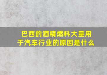 巴西的酒精燃料大量用于汽车行业的原因是什么