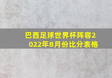 巴西足球世界杯阵容2022年8月份比分表格