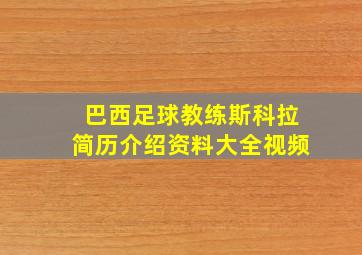 巴西足球教练斯科拉简历介绍资料大全视频