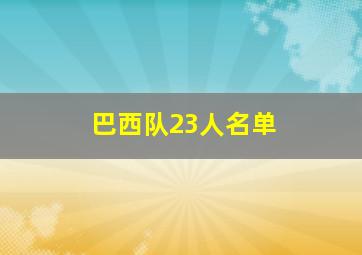 巴西队23人名单