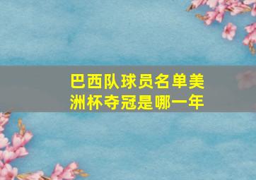 巴西队球员名单美洲杯夺冠是哪一年