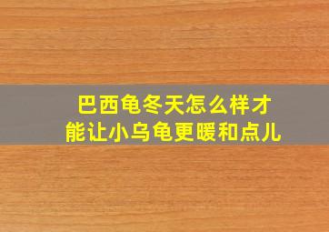 巴西龟冬天怎么样才能让小乌龟更暖和点儿