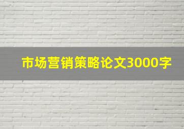 市场营销策略论文3000字