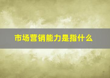 市场营销能力是指什么