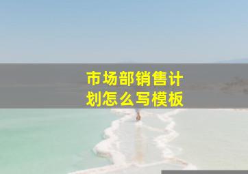 市场部销售计划怎么写模板