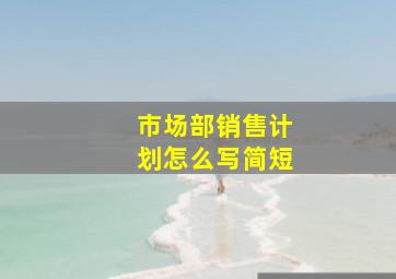 市场部销售计划怎么写简短