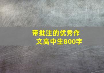 带批注的优秀作文高中生800字