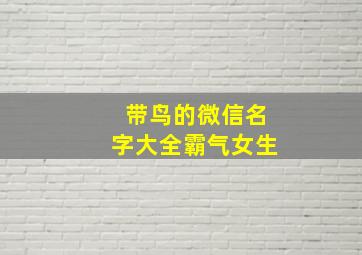 带鸟的微信名字大全霸气女生