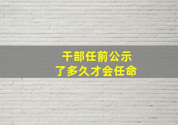 干部任前公示了多久才会任命