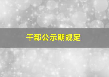 干部公示期规定