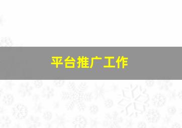 平台推广工作