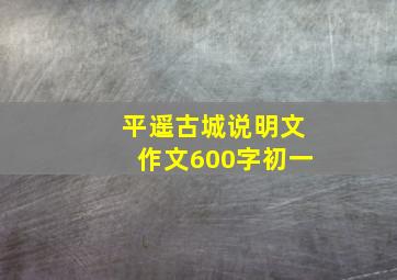 平遥古城说明文作文600字初一