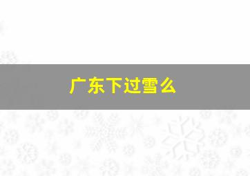 广东下过雪么