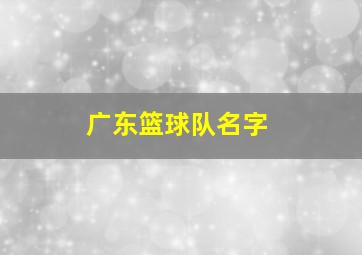 广东篮球队名字