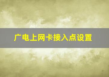 广电上网卡接入点设置