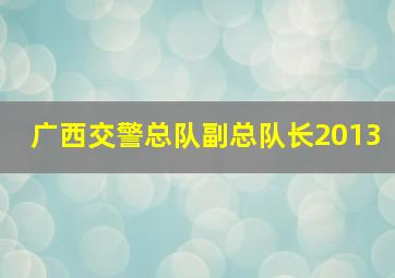 广西交警总队副总队长2013