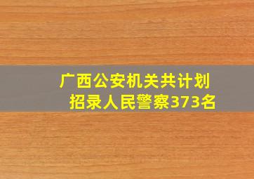 广西公安机关共计划招录人民警察373名