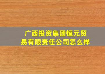 广西投资集团恒元贸易有限责任公司怎么样