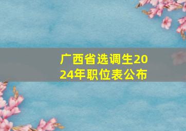 广西省选调生2024年职位表公布