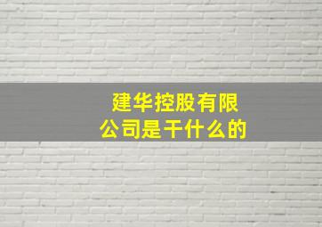 建华控股有限公司是干什么的