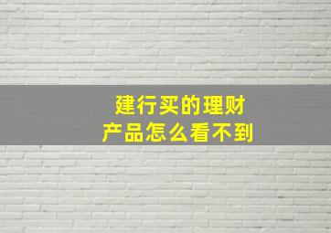 建行买的理财产品怎么看不到