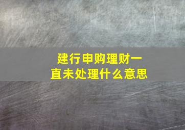 建行申购理财一直未处理什么意思