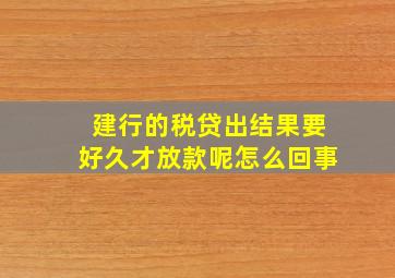 建行的税贷出结果要好久才放款呢怎么回事