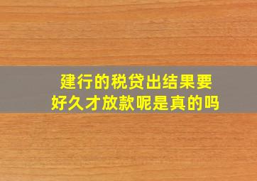 建行的税贷出结果要好久才放款呢是真的吗