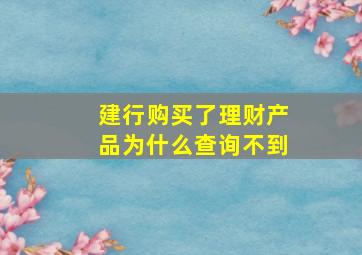 建行购买了理财产品为什么查询不到