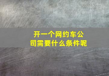 开一个网约车公司需要什么条件呢