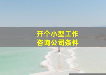 开个小型工作咨询公司条件