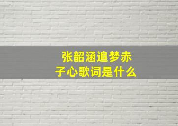 张韶涵追梦赤子心歌词是什么