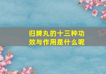 归脾丸的十三种功效与作用是什么呢