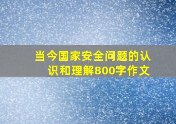 当今国家安全问题的认识和理解800字作文