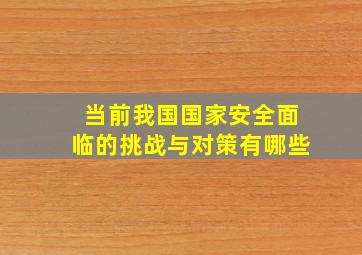 当前我国国家安全面临的挑战与对策有哪些