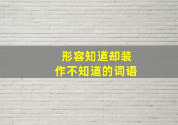 形容知道却装作不知道的词语