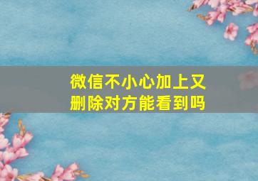 微信不小心加上又删除对方能看到吗