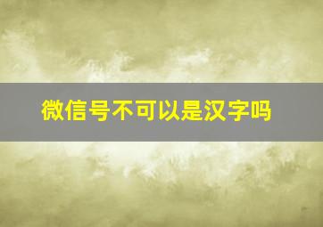 微信号不可以是汉字吗