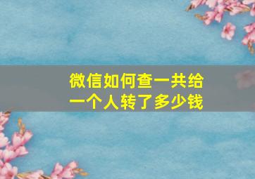 微信如何查一共给一个人转了多少钱