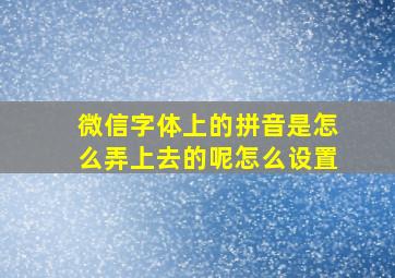 微信字体上的拼音是怎么弄上去的呢怎么设置