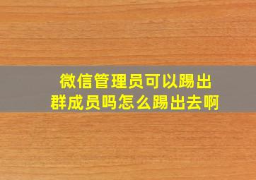 微信管理员可以踢出群成员吗怎么踢出去啊