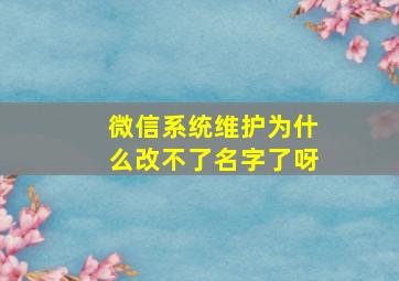 微信系统维护为什么改不了名字了呀