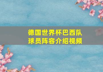 德国世界杯巴西队球员阵容介绍视频