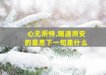 心无所恃,随遇而安的意思下一句是什么