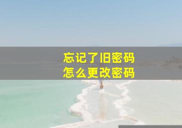 忘记了旧密码怎么更改密码